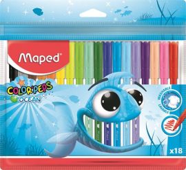MAPED Filctoll készlet, 2 mm, kimosható, MAPED "Color'Peps Ocean", 18 különböző szín MAPED Filctoll készlet, 2 mm, kimosható, MAPED "Color'Peps Ocean", 18 különböző szín
