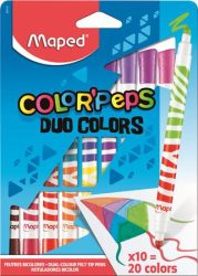MAPED Filctoll készlet, kimosható, MAPED "Color'Peps Duo", 20 különböző szín MAPED Filctoll készlet, kimosható, MAPED "Color'Peps Duo", 20 különböző szín