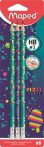   MAPED Grafitceruza radírral, HB, háromszögletű, MAPED "Pixel Party", 6 darab