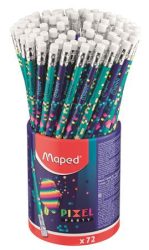 MAPED Grafitceruza radírral, ceruzatartó, HB, háromszögletű, MAPED "Pixel Party", 72 darab MAPED Grafitceruza radírral, ceruzatartó, HB, háromszögletű, MAPED "Pixel Party", 72 darab