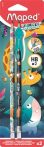 MAPED Grafitceruza radírral, HB, háromszögletű, ceruzafogóval, MAPED "Jungle Fever", kétféle minta MAPED Grafitceruza radírral, HB, háromszögletű, ceruzafogóval, MAPED "Jungle Fever", kétféle minta