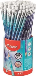 MAPED Grafitceruza radírral, ceruzatartó, HB, háromszögletű, MAPED "Arctic jégvilág", 72 db