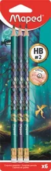 MAPED Grafitceruza radírral, HB, háromszögletű, MAPED "Dragon sárkány", 6 db