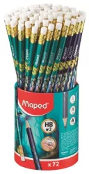 MAPED Grafitceruza radírral, ceruzatartó, HB, háromszögletű, MAPED "Dragon sárkány", 72 db