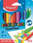MAPED Zsírkréta, MAPED "Color'Peps" PlastiClean, 12 különböző szín MAPED Zsírkréta, MAPED "Color'Peps" PlastiClean, 12 különböző szín