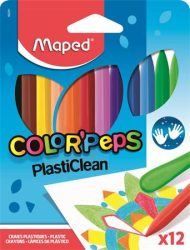 MAPED Zsírkréta, MAPED "Color'Peps" PlastiClean, 12 különböző szín MAPED Zsírkréta, MAPED "Color'Peps" PlastiClean, 12 különböző szín