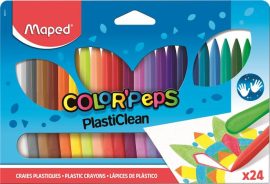 MAPED Zsírkréta, MAPED "Color'Peps" PlastiClean, 24 különböző szín MAPED Zsírkréta, MAPED "Color'Peps" PlastiClean, 24 különböző szín