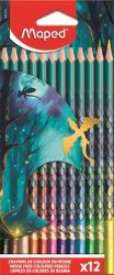 MAPED Színes ceruza készlet, háromszögletű, MAPED „Dragon sárkány”, 12 különböző szín