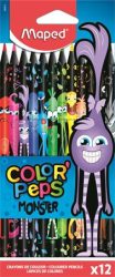 MAPED Színes ceruza készlet, háromszögletű, MAPED "Color'Peps Monster", 12 különböző szín