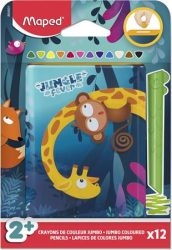 MAPED Színes ceruza készlet, fém perselyben, MAPED „Jungle Fever Infinity Kidy”, 12 különböző szín