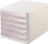   HELIT Irattároló, műanyag, 5 fiókos, HELIT, fehér/áttetsző