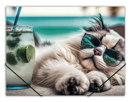 PANTA PLAST Gumis mappa, 15 mm, PP, A4, PANTA PLAST "Chillout cat" PANTA PLAST Gumis mappa, 15 mm, PP, A4, PANTA PLAST "Chillout cat"