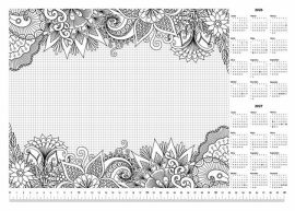 PANTA PLAST Könyökalátét, A3, 410x297 mm, színezhető, 2025/26, PANTA PLAST, "virágos"