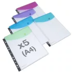   RAPESCO Irattartó tasak, A4+, lefűzhető, patentos, RAPESCO "Eco", áttetsző vegyes színek
