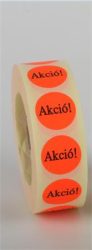. Etikett, 20 mm kör, "AKCIÓ" felirattal, 1000 etikett/tekercs, piros . Etikett, 20 mm kör, "AKCIÓ" felirattal, 1000 etikett/tekercs, piros