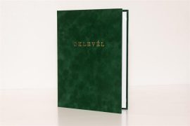 . Oklevéltartó, A4, exkluzív, plüss, aranyozva, zöld . Oklevéltartó, A4, exkluzív, plüss, aranyozva, zöld