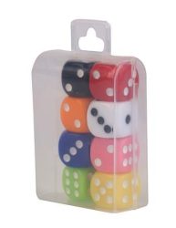 . Dobókocka, műanyag, színes, 8 darab . Dobókocka, műanyag, színes, 8 darab