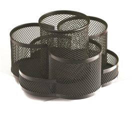 . Írószertartó, 7 részes, fémhálós, forgatható, fekete . Írószertartó, 7 részes, fémhálós, forgatható, fekete