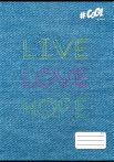   COOL BY VICTORIA Füzet, tűzött, A4, kockás, 32 lap, COOL BY VICTORIA, "Live-love-hope", "87-32"