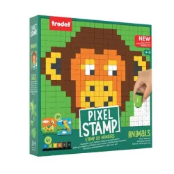 TRODAT Kreatív foglalkoztató füzet, bélyegzős,  TRODAT "Creativ Pixelstamp", állatok