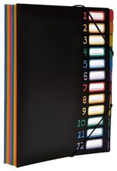 VIQUEL Irattartó mappa, gumis, 12 részes, VIQUEL "Rainbow Class", fekete