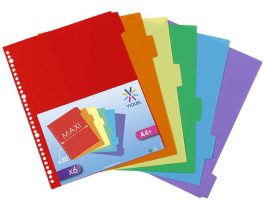 VIQUEL Regiszter, műanyag, A4 Maxi, 6 részes, VIQUEL VIQUEL Regiszter, műanyag, A4 Maxi, 6 részes, VIQUEL