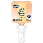 TORK Krémtusfürdő és sampon, 0,525 l, S5 rendszer, Premium, TORK "Mini Luxus", borostyán TORK Krémtusfürdő és sampon, 0,525 l, S5 rendszer, Premium, TORK "Mini Luxus", borostyán