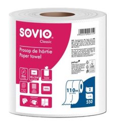 SOVIO Törlőpapír, 100% cellulóz, tekercses, 110 m, 20 cm átmérő, 2 rétegű, SOVIO SOVIO Törlőpapír, 100% cellulóz, tekercses, 110 m, 20 cm átmérő, 2 rétegű, SOVIO