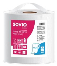 SOVIO Törlőpapír, 100% cellulóz, tekercses, 212,6 m, 26,5 cm átmérő, 2 rétegű, SOVIO SOVIO Törlőpapír, 100% cellulóz, tekercses, 212,6 m, 26,5 cm átmérő, 2 rétegű, SOVIO