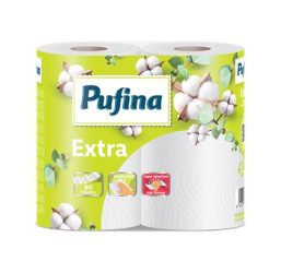 PUFINA Háztartási papírtörlő, 2 rétegű, 95 lap, 2 tekercses, PUFINA "Extra"
