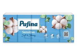PUFINA Papír zsebkendő, 3 rétegű, 10x10 db, PUFINA "Sensitive" PUFINA Papír zsebkendő, 3 rétegű, 10x10 db, PUFINA "Sensitive"