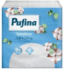 PUFINA Szalvéta, 1/4 hajtogatott, 1 rétegű, 24x24 cm, 90 db, PUFINA "Sensitive" PUFINA Szalvéta, 1/4 hajtogatott, 1 rétegű, 24x24 cm, 90 db, PUFINA "Sensitive"