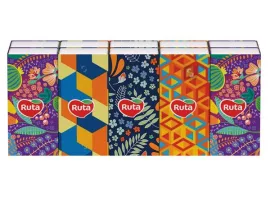 RUTA Papír zsebkendő, 3 rétegű, 10x10 db, RUTA "Classic", hófehér