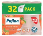   PUFINA Toalettpapír, 3 rétegű, kistekercses, 32 tekercs, PUFINA "Delicate Peach", barack illattal