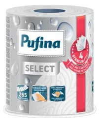 PUFINA Háztartási papírtörlő, 4 rétegű, 265 lap, 1 tekercses, PUFINA "Select"