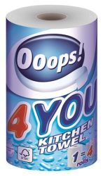 OOOPS Háztartási papírtörlő, 2 rétegű, 200 lap, tekercses, OOOPS "4You" OOOPS Háztartási papírtörlő, 2 rétegű, 200 lap, tekercses, OOOPS "4You"