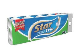 . Toalettpapír, 3 rétegű, kistekercses, 10 tekercs, "Star Trio" . Toalettpapír, 3 rétegű, kistekercses, 10 tekercs, "Star Trio"