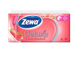 ZEWA Papír zsebkendő, 3 rétegű, 90 db, ZEWA "Deluxe", eper illatú