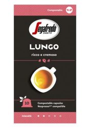 SEGAFREDO Kávékapszula, 10 db, SEGAFREDO Lungo  - Nespresso® kompatibilis biológiailag lebomló kapszula