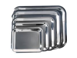 . Tálca, szögletes, rozsdamentes acél, 30x24 cm