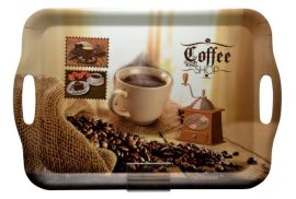 . Tálca, szögletes, műanyag, kávéház mintás, 35,5x25,5 cm . Tálca, szögletes, műanyag, kávéház mintás, 35,5x25,5 cm