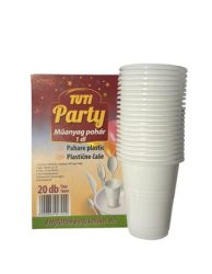TUTI Műanyag pohár, 1 dl, 20 db, TUTI "Party" TUTI Műanyag pohár, 1 dl, 20 db, TUTI "Party"