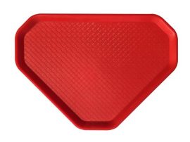 . Önkiszolgáló tálca, háromszögletű, műanyag, éttermi,  piros, 47,5x34 cm