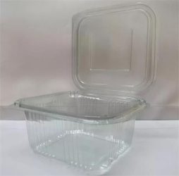 . Ételtároló doboz, egybefedeles, műanyag, szögletes, 375 ml, 100 db, "Party", víztiszta