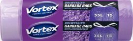 VORTEX Szemeteszsák, zárószalagos, 35 l, 15 db, 50x60 cm, HDPE, 15 µ, VORTEX, levendula illattal VORTEX Szemeteszsák, zárószalagos, 35 l, 15 db, 50x60 cm, HDPE, 15 µ, VORTEX, levendula illattal