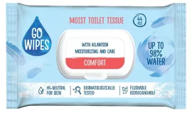 GO WIPES Toalettpapír, nedves, visszazárható tetővel, 44 db, GO WIPES "Comfort"
