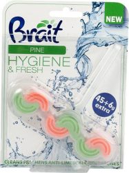 . WC tisztító blokk, 2 fázisú, 45 g, "Brait Hygiene and fresh", fenyő