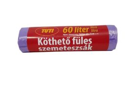 TUTI Szemeteszsák, köthető füles, 60 l, 16 db, 60x75 cm, 9 µ, TUTI, lila TUTI Szemeteszsák, köthető füles, 60 l, 16 db, 60x75 cm, 9 µ, TUTI, lila
