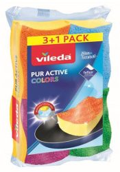 VILEDA Mosogatószivacs, 3+1 db,  VILEDA "Pur Active Colors "