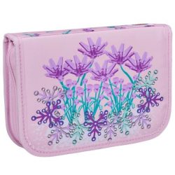 LEGO Tolltartó, klapnis, cipzáras, töltött, LEGO "Flowers", rózsaszín-mintás